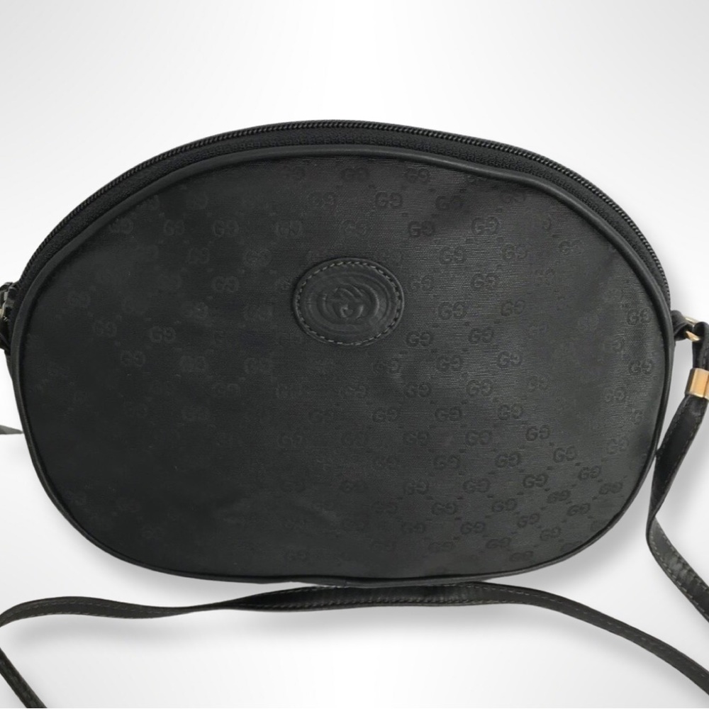 GUcci  GG Black Monogram Women Oval Canvas Vintage Shoulder/Crossbody Bag - Picture 2 of 6